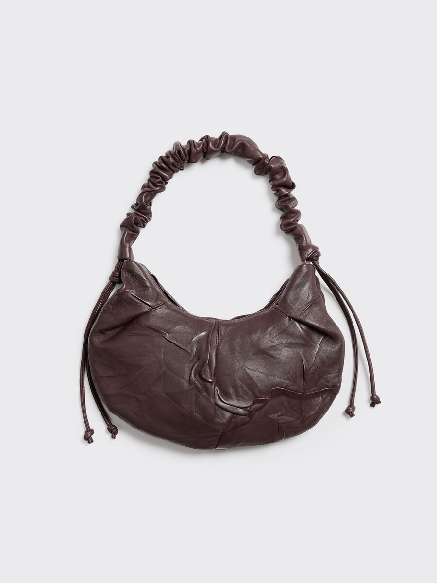 borsa a bozzolo in pelle morbida leni